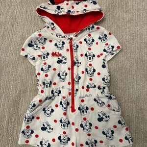 Minnie Mouse Hooded Terry “Mila” Romper